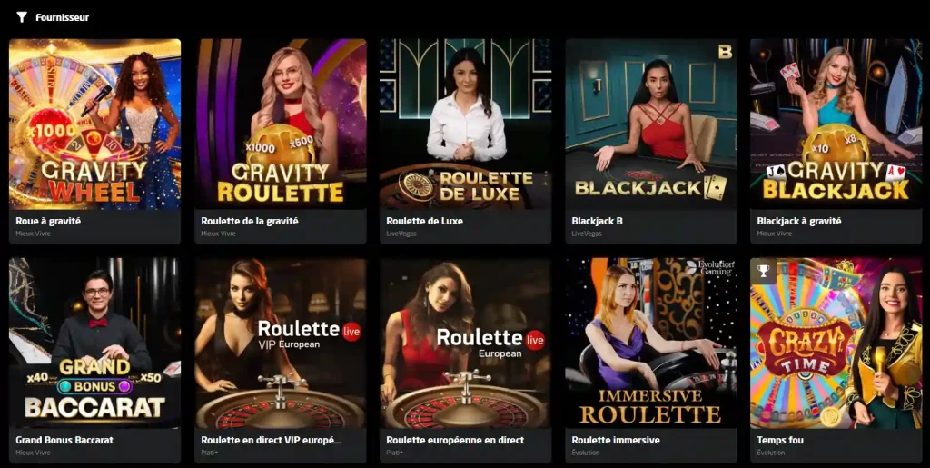 Stay Casino live casino avec roulette, blackjack et Crazy Time